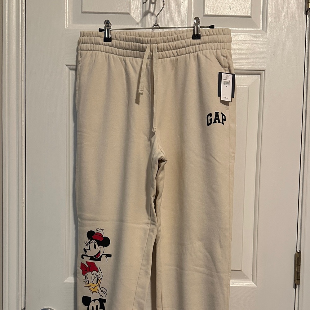 GAP Cream Joggers with Disney Mickey Mouse Graphics